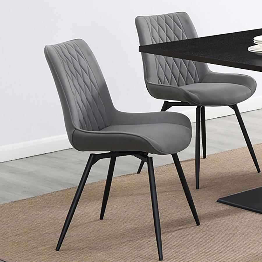 Diggs - Upholstered Tufted Swivel Dining Chairs (Set of 2) - Grey and Gunmetal