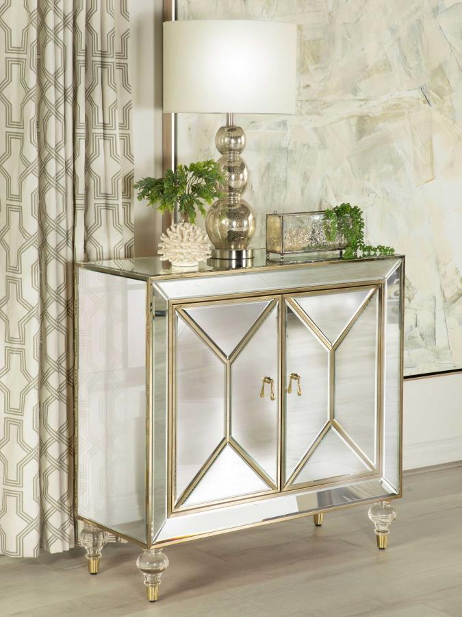 Lupin - 2-Door Accent Cabinet - Mirror and Champagne