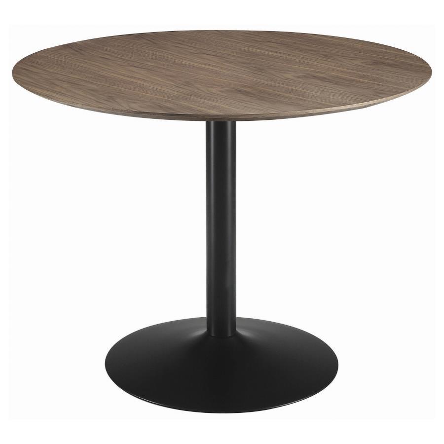 Cora - Round Dining Table - Walnut and Black