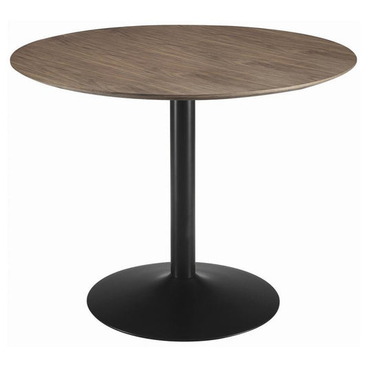Cora - Round Dining Table - Walnut and Black