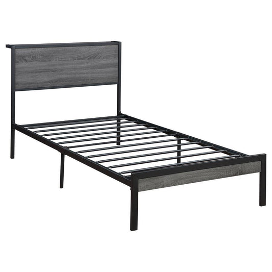 Ricky - Twin Platform Bed - Grey And Black