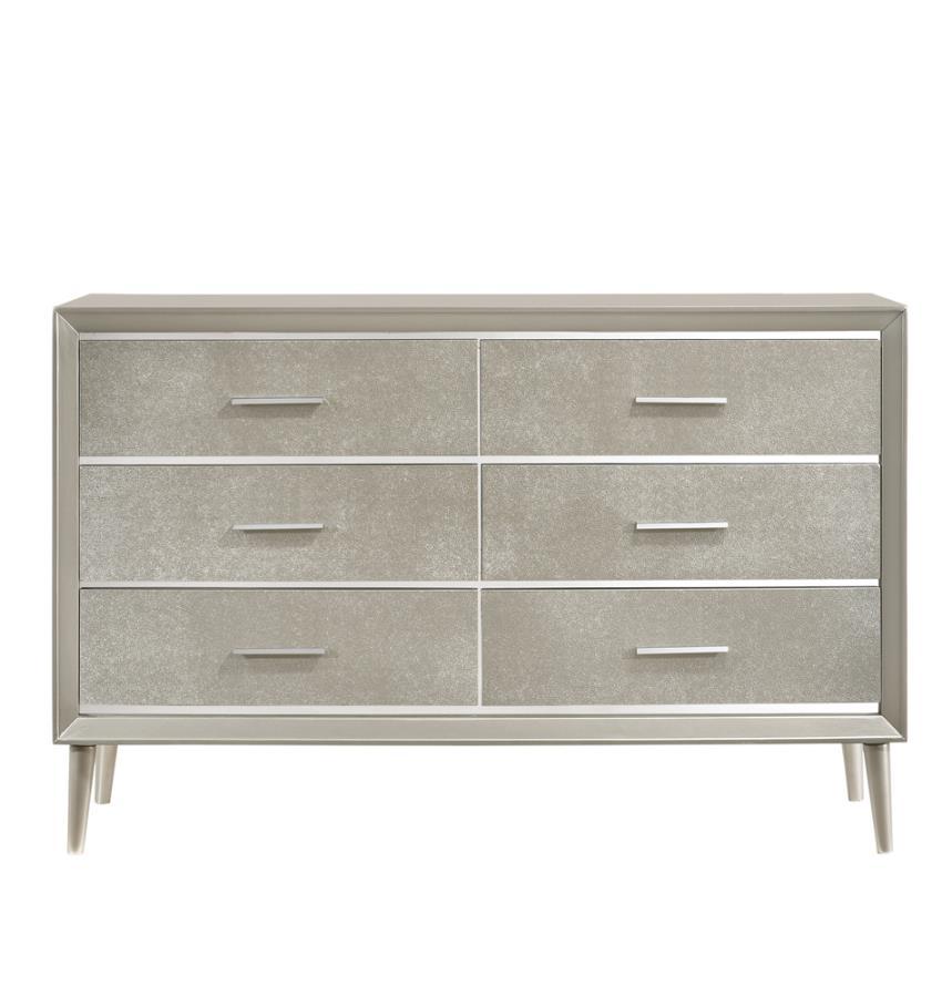 Ramon - 6-Drawer Dresser - Metallic Sterling