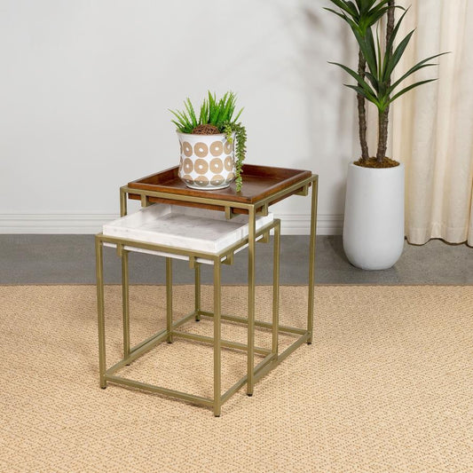 Bolden - 2-Piece Square Nesting Table With Recessed Top - Gold