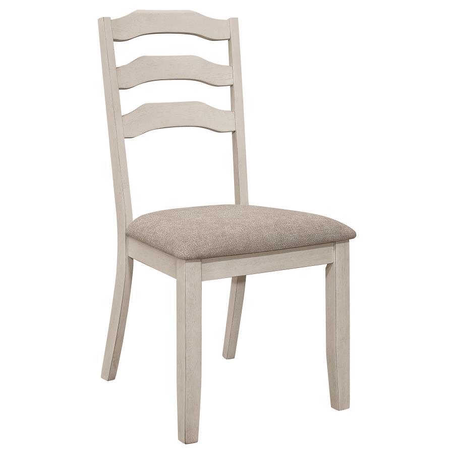 Ronnie - Ladder Back Padded Seat Dining Side Chair (Set of 2) - Khaki and Rustic Cream