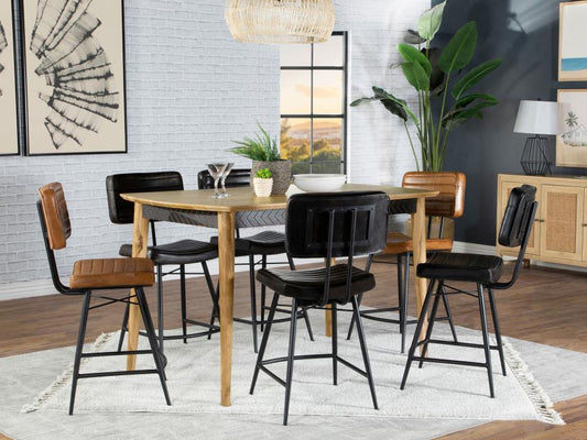 Partridge - 7-Piece Rectangular Counter Height Dining Set - Natural Sheesham