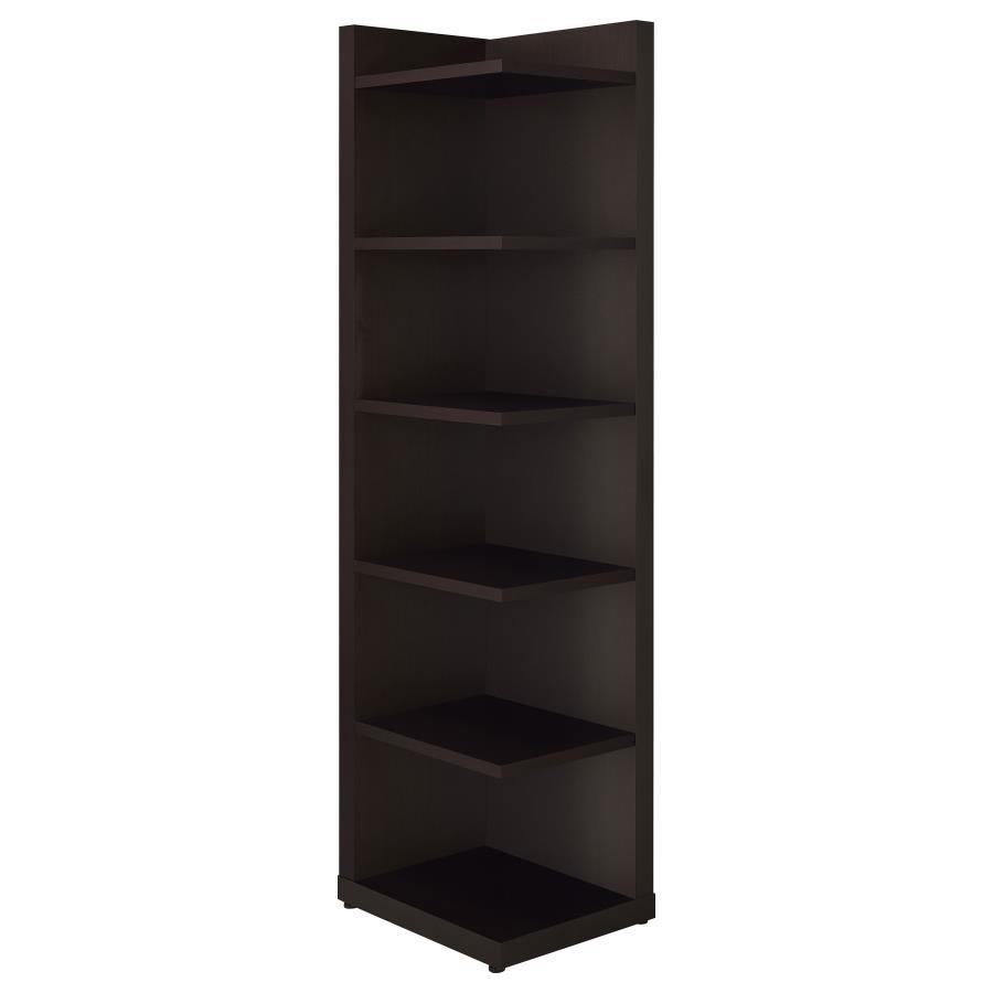 Pinckard - 6-Tier Corner Bookcase - Cappuccino