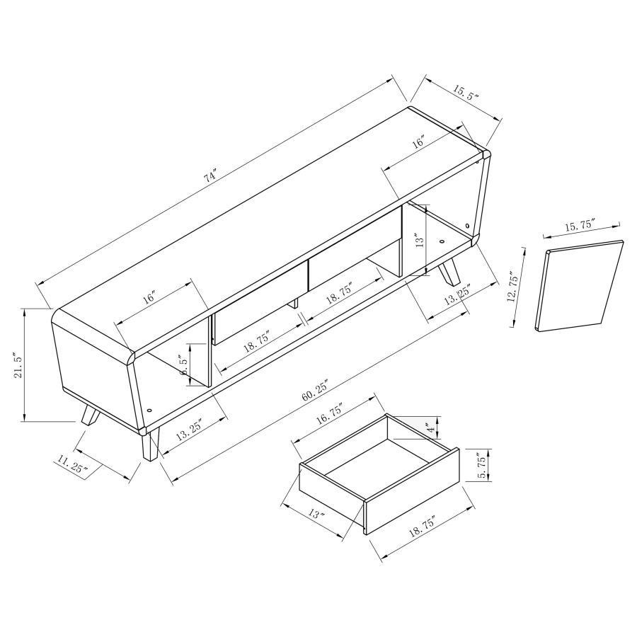 Alvin - 2-Drawer TV Console - Dark Walnut and Glossy White