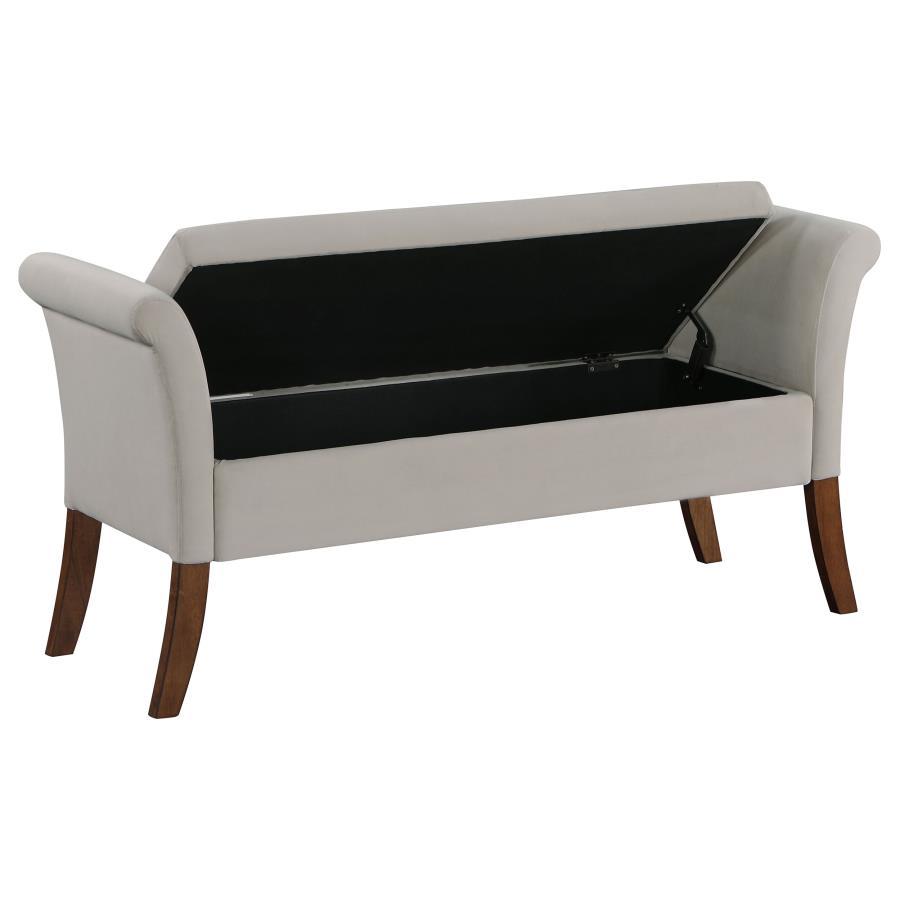 Farrah - Upholstered Rolled Arms Storage Bench - Beige And Brown