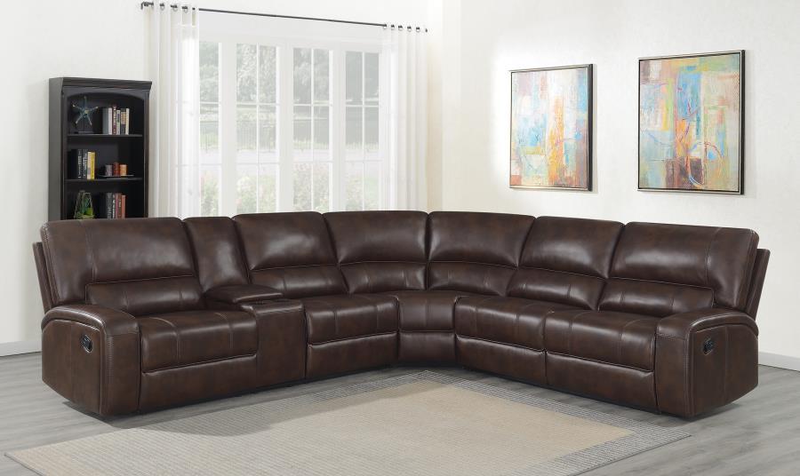 Brunson - 3-Piece Upholstered Motion Sectional - Brown
