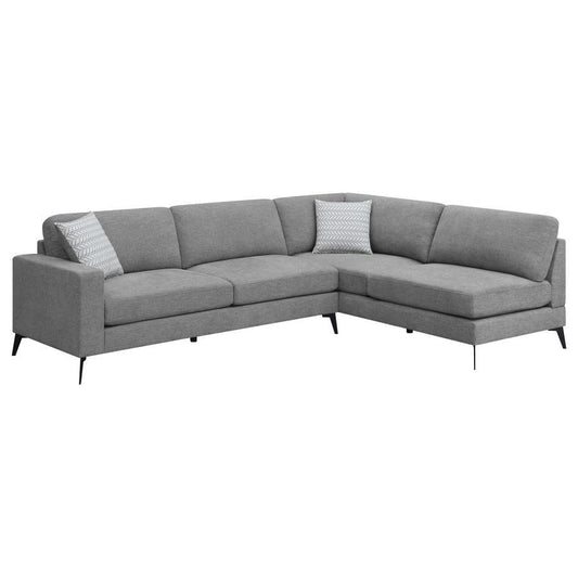 Clint - Upholstered Sectional With Loose Back Grey