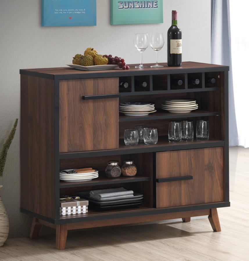 Ezekiel - Wine Cabinet With 2 Sliding Doors - Walnut and Black