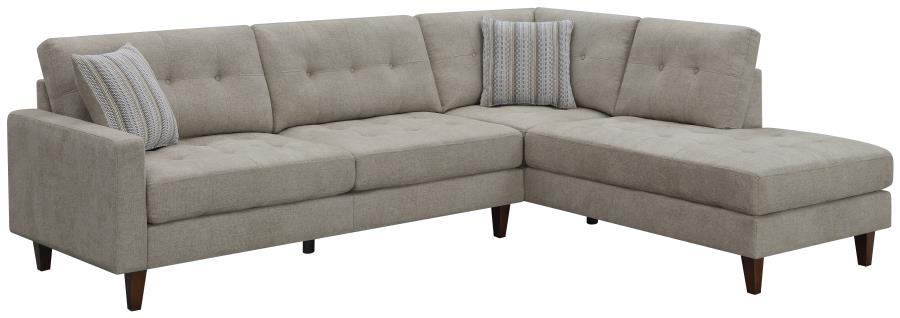 Barton - Upholstered Tufted Sectional - Toast and Brown