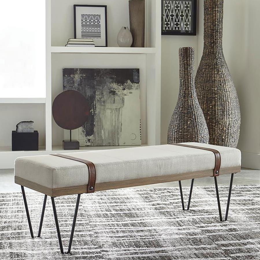 Austin - Upholstered Bench Beige and Black