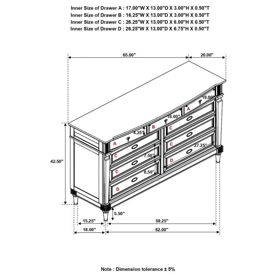 Alderwood - 9-Drawer Dresser - French Grey