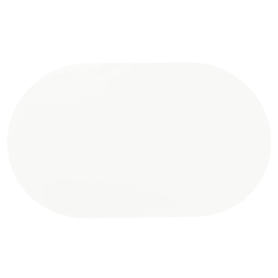 Retro - Oval Dining Table - Glossy White and Chrome