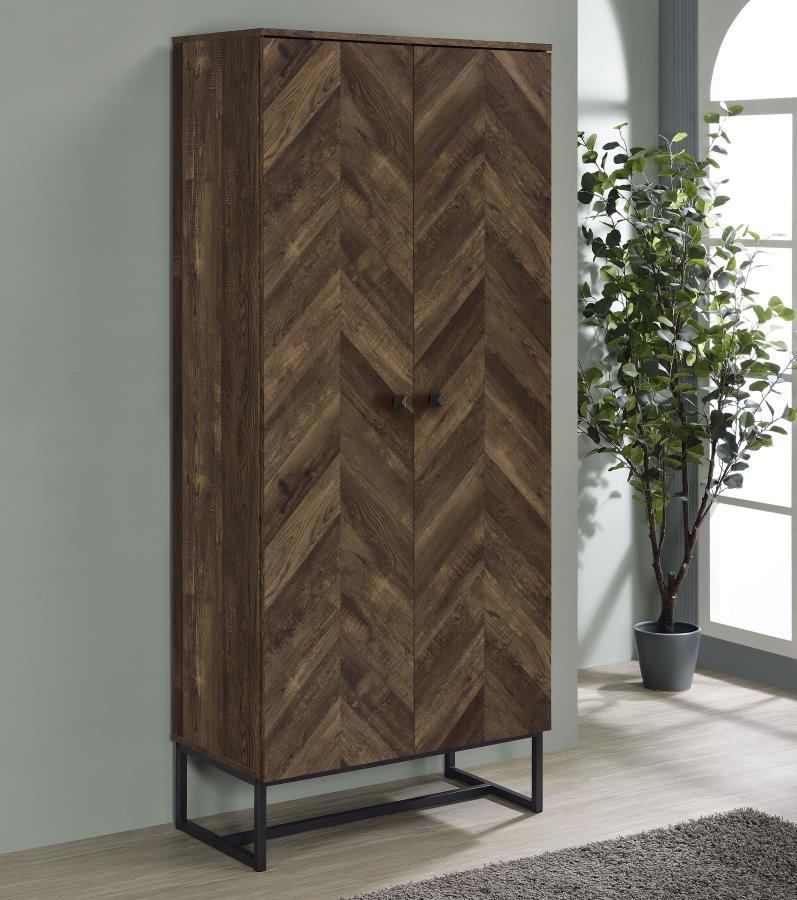 Carolyn - 2-Door Accent Cabinet - Rustic Oak and Gunmetal - Wood