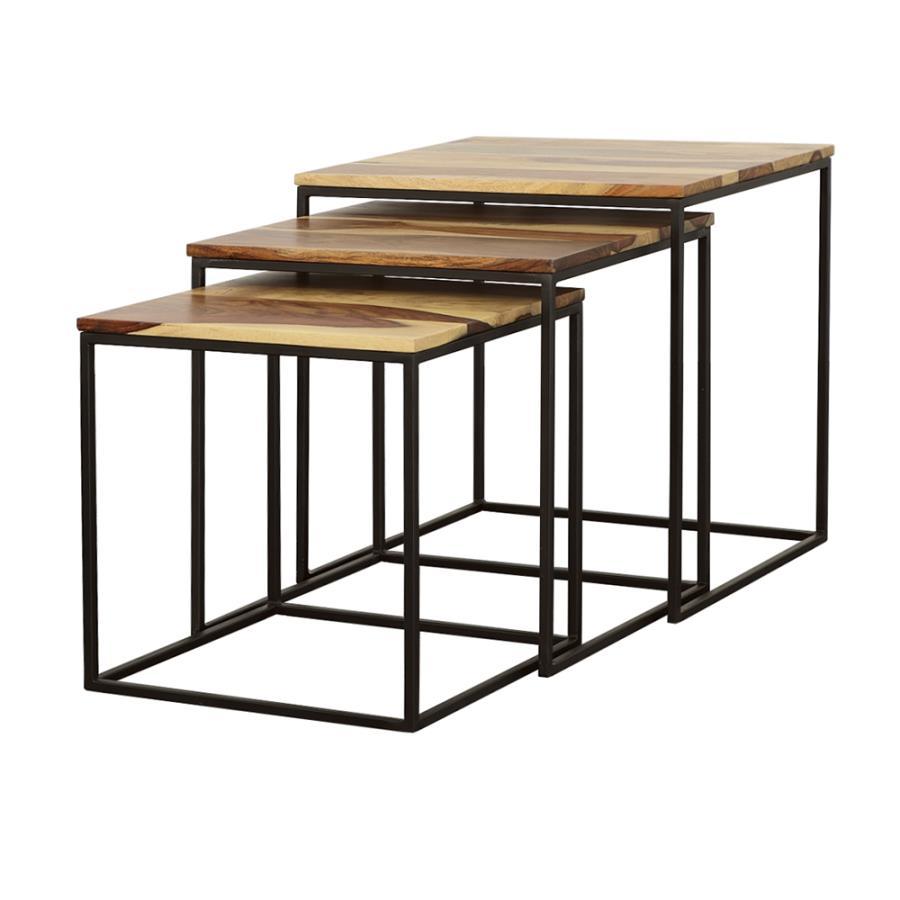Belcourt - 3-Piece Square Nesting Tables - Natural and Black