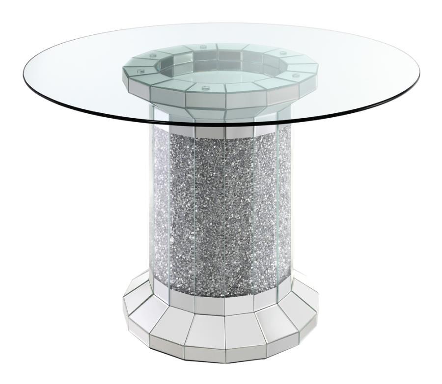 Ellie - 5-Piece Pedestal Counter Height Dining Room Set - Mirror and Black