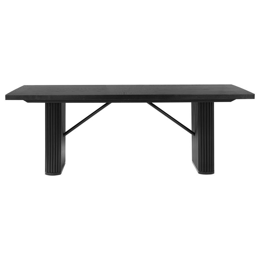 Catherine - 7-Piece Double Pedestal Dining Table Set - Charcoal Grey and Black