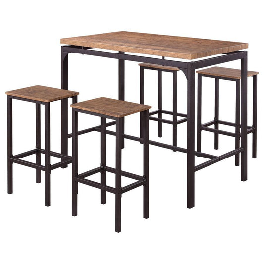 Santana - 5-Piece Bar Set - Weathered Chestnut and Black