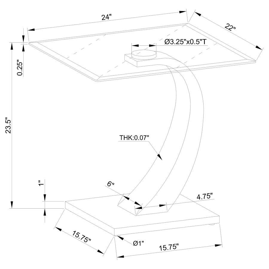 Pruitt - Glass Top End Table - Clear and Satin