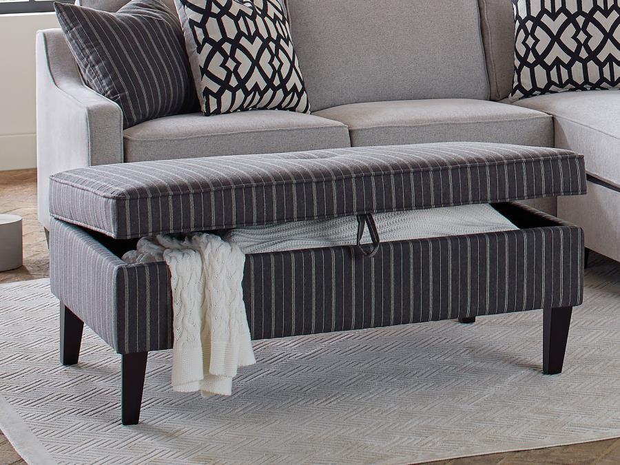 Ernest - Rectangular Upholstered Storage Ottoman - Black and White