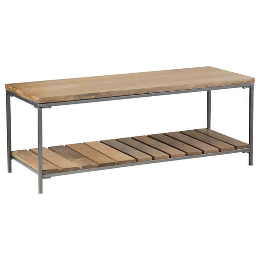 Gerbera - Accent Bench With Slat Shelf - Natural and Gunmetal