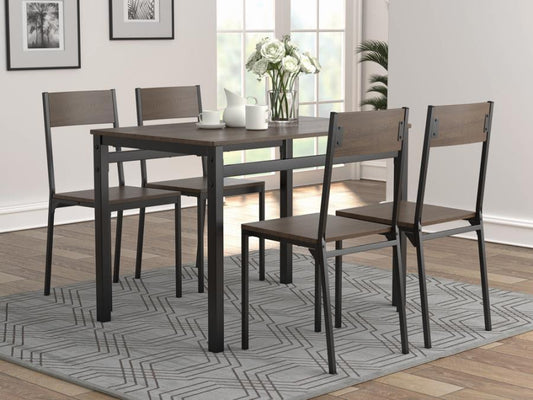 Lana - 5-Piece Dining Set - Ark Brown and Matte Black