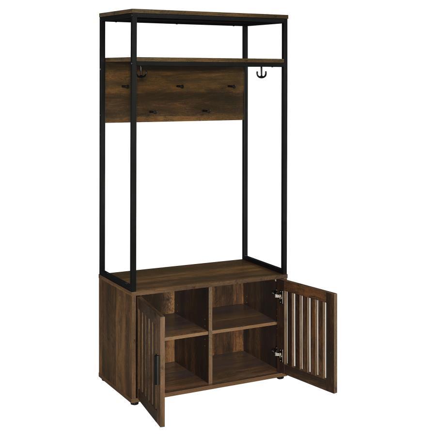 Quincy - 2-Door Engineered Wood Hall Tree - Dark Pine and Black