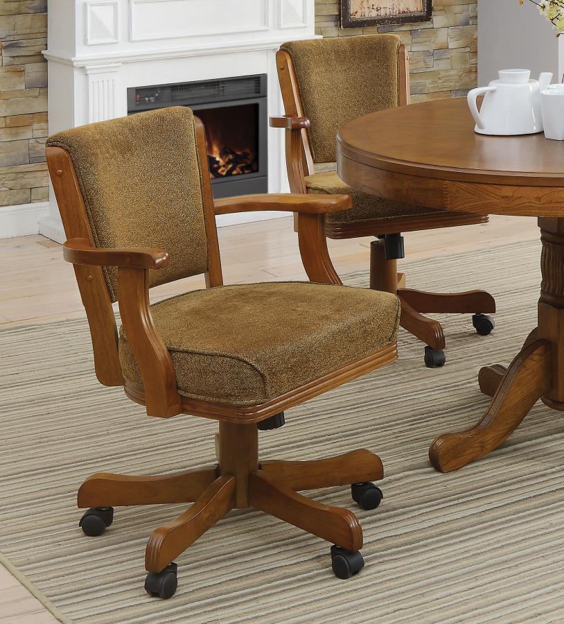 Mitchell - Upholstered Game Chair - Olive Brown and Amber