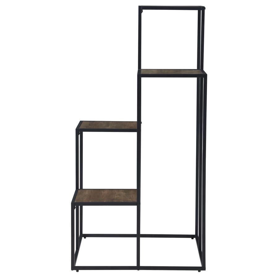 Rito - 4-Tier Display Shelf - Rustic Brown and Black