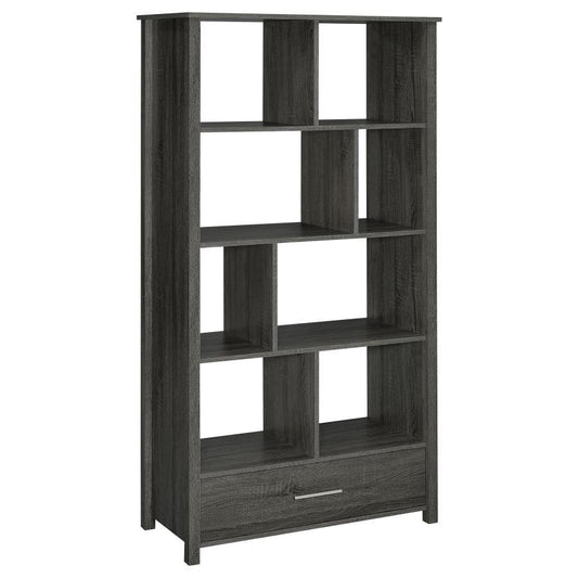 Dylan - Rectangular 8-Shelf Bookcase - Weathered Grey