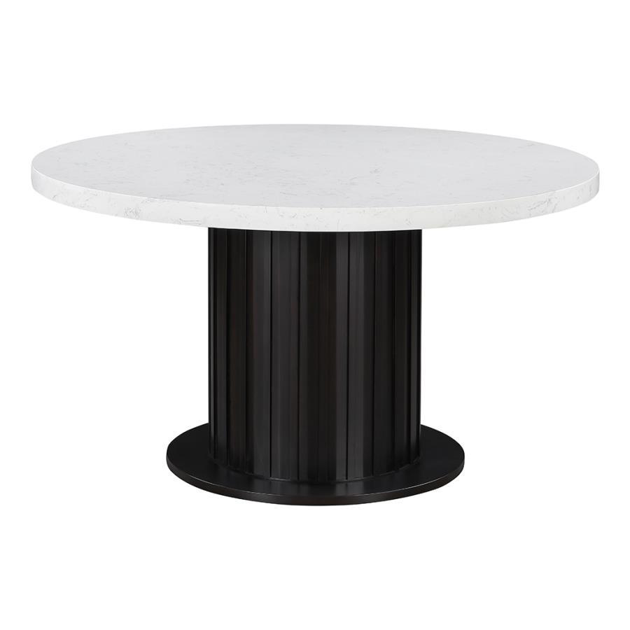 Sherry - Round Dining Table - Rustic Espresso and White