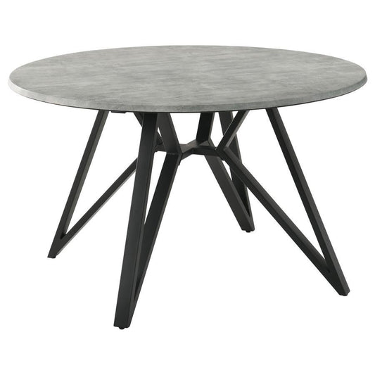 Neil - Round Wood Top Dining Table - Concrete and Black