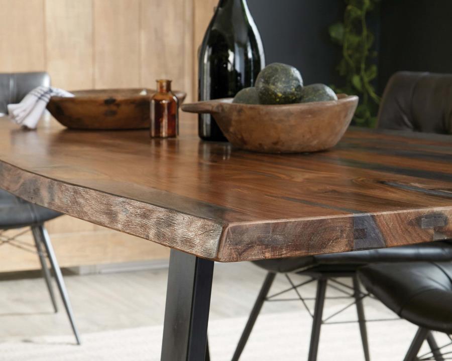 Ditman - Live Edge Dining Table - Grey Sheesham and Black