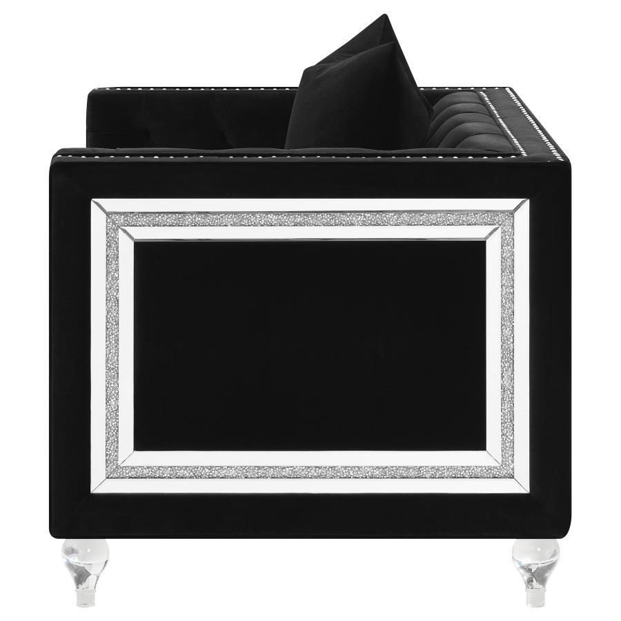 Delilah - Upholstered Tufted Tuxedo Arm Chair - Black