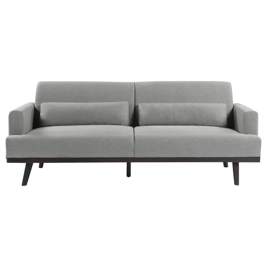 Blake - Upholstered Sofa With Track Arms - Sharkskin and Dark Brown