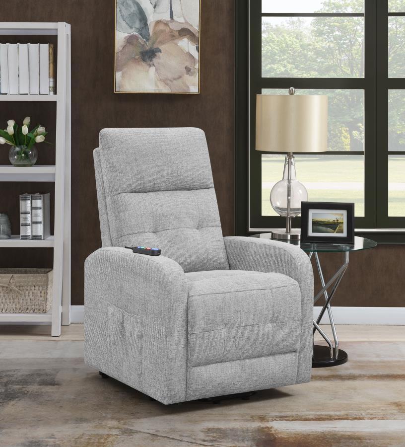 Howie - Tufted Upholstered Power Lift Recliner - Grey