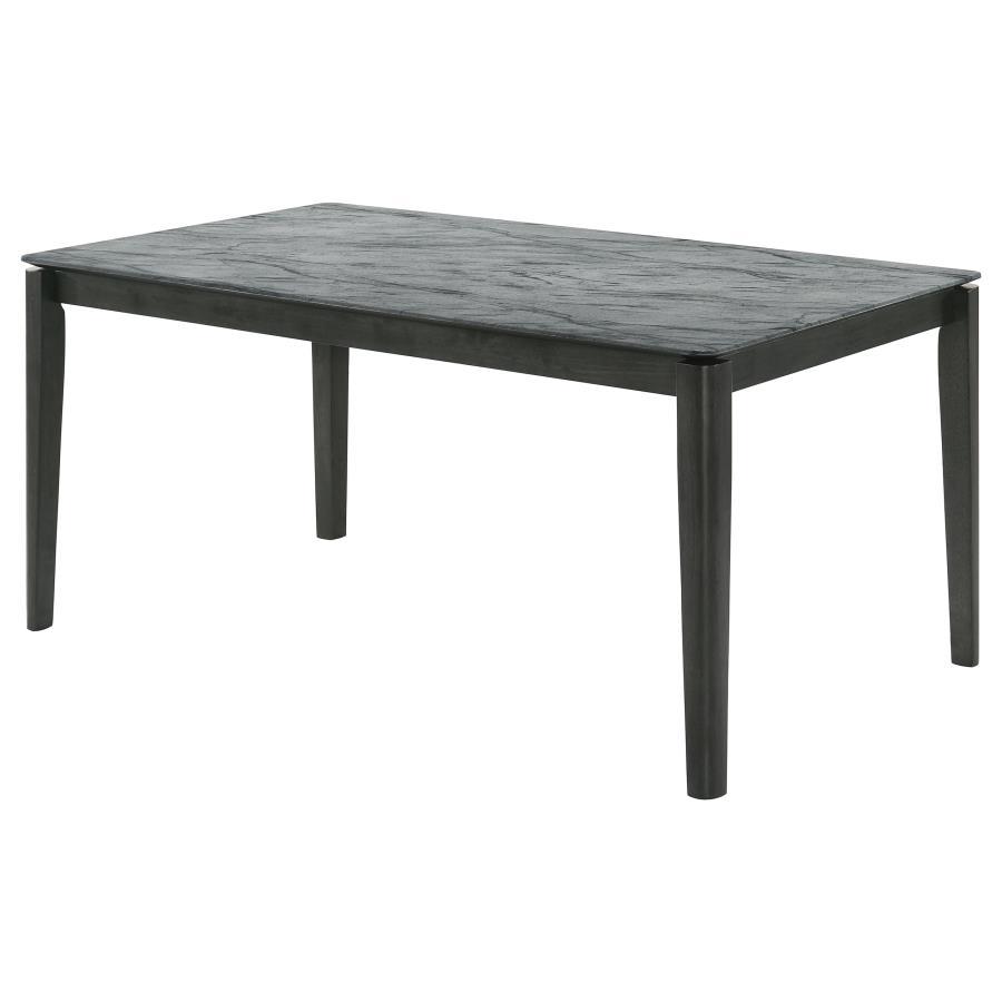 Stevie - Rectangular Faux Marble Top Dining Table - Grey and Black