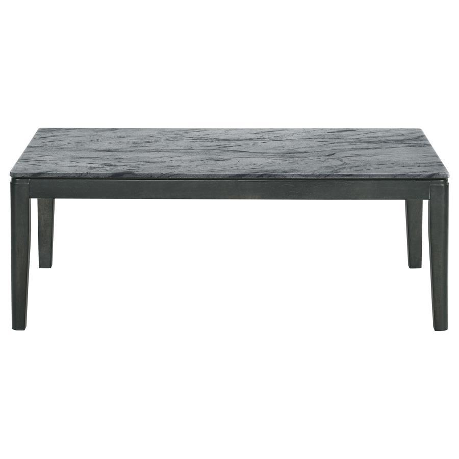 Mozzi - Rectangular Coffee Table Faux Marble - Grey and Black