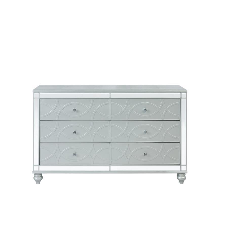 Gunnison - 6-Drawer Dresser - Silver Metallic