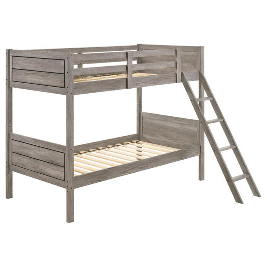 Ryder - Twin Over Twin Bunk Bed - Weathered Taupe