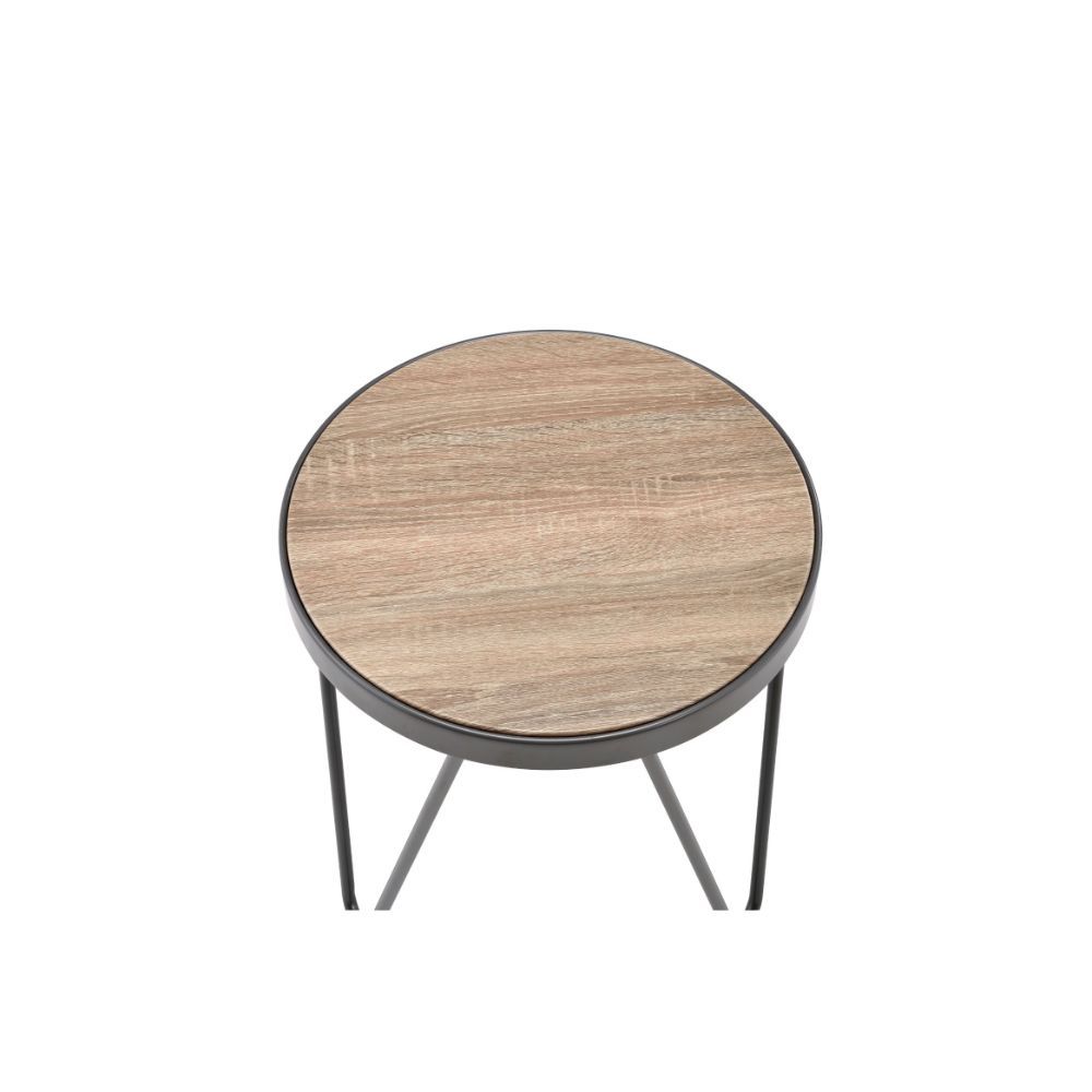 Bage - End Table - Weathered Gray Oak & Metal