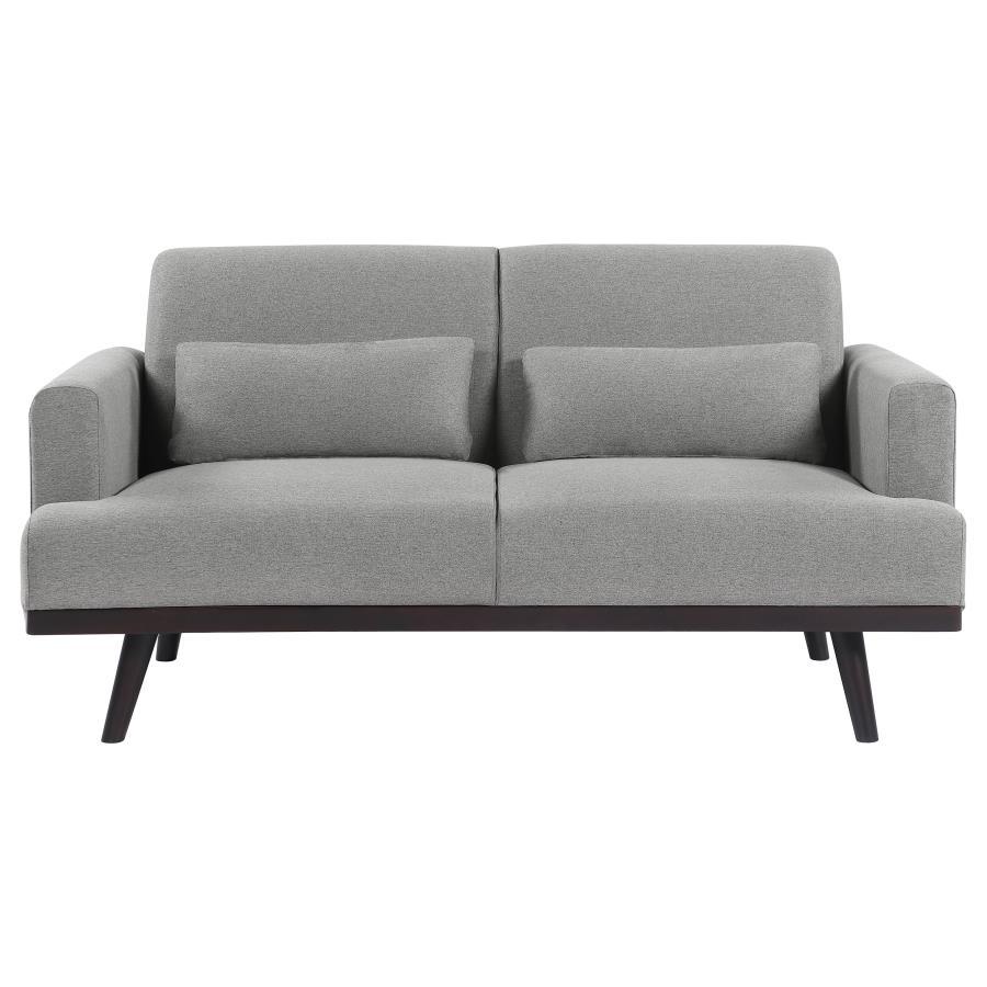 Blake - Upholstered Loveseat With Track Arms - Sharkskin and Dark Brown