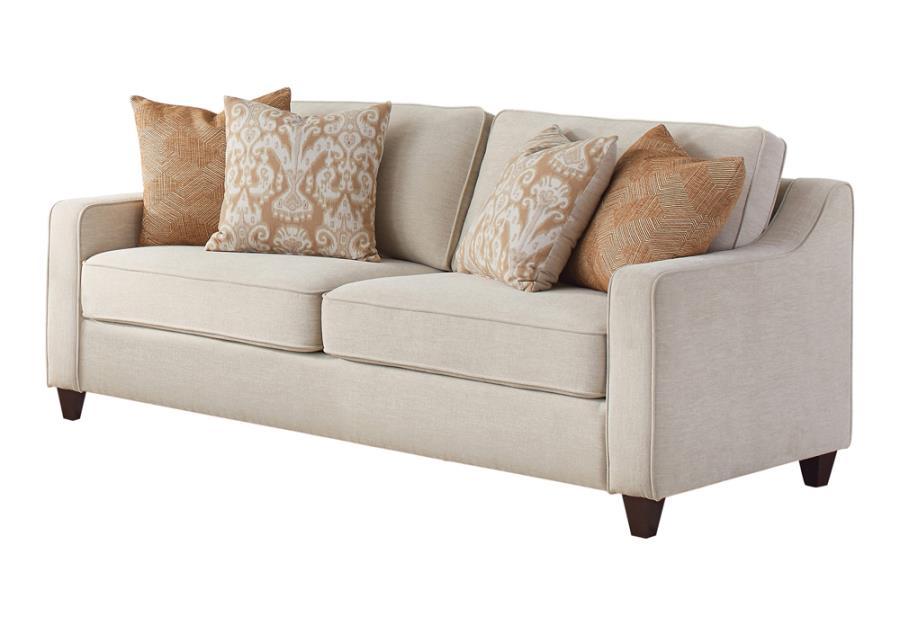 Christine - Upholstered Cushion Back Sofa - Beige