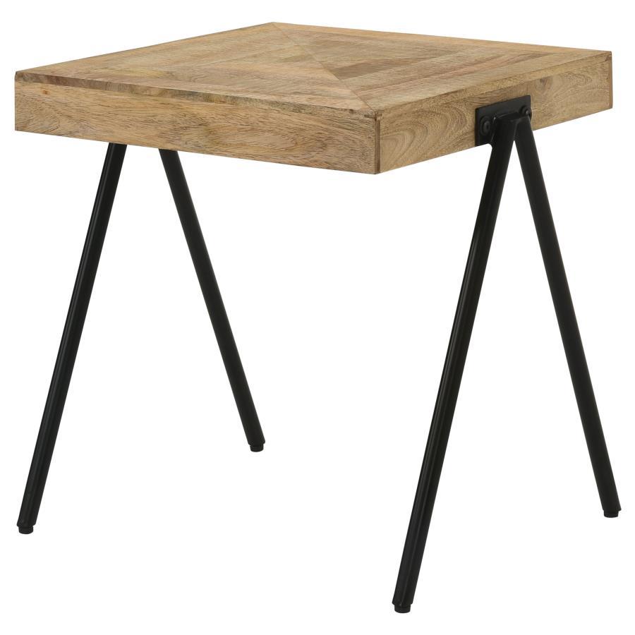 Avery - Square End Table With Metal Legs - Natural and Black