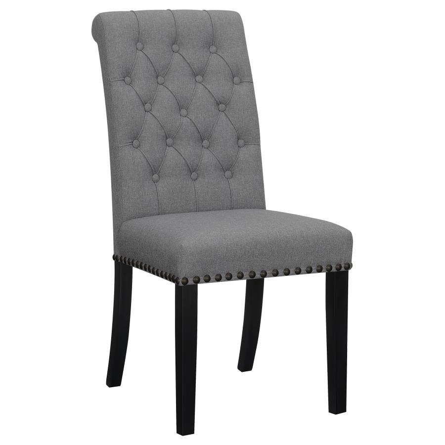 Alana - Upholstered Tufted Side Chairs With Nailhead Trim (Set of 2) - Grey / Rustic Espresso