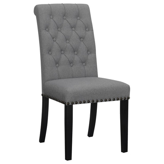 Alana - Upholstered Tufted Side Chairs With Nailhead Trim (Set of 2) - Grey / Rustic Espresso