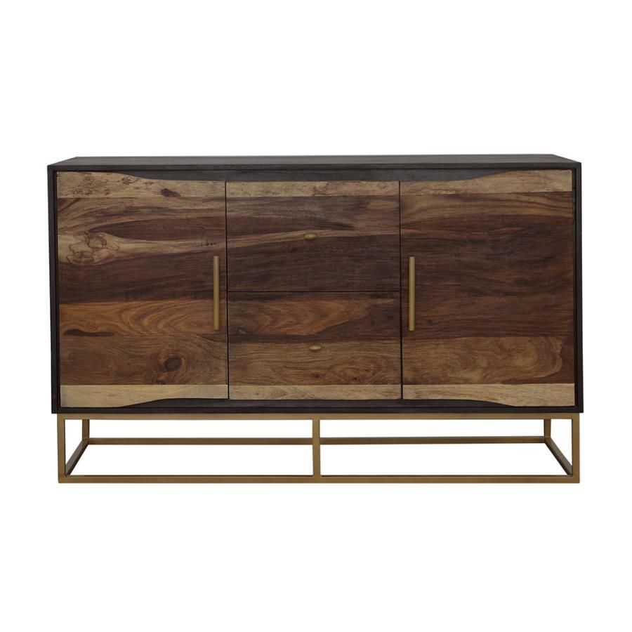 Zara - 2-Drawer Accent Cabinet - Black Walnut and Gold