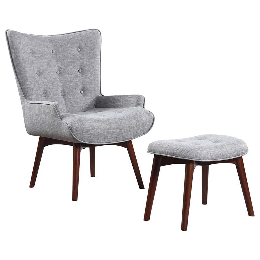 Willow - Upholstered Accent Chair With Ottoman - Grey and Brown